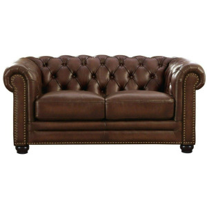 Aliso Leather Loveseat - Caramel