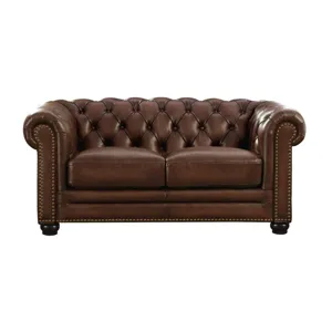 Aliso Leather Loveseat - Caramel