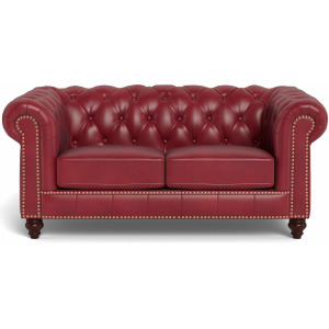 Alton Bay Leather Loveseat - Cranberry