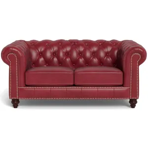Alton Bay Leather Loveseat - Cranberry
