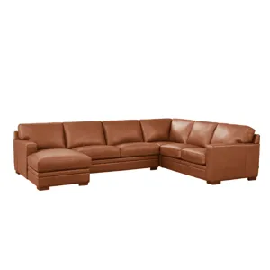 Dillon Leather Left Chaise Sectional - Nutmeg