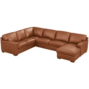 Dillon Leather Right Chaise Sectional - Nutmeg