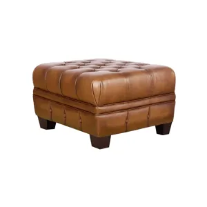 York Leather Ottoman - Saddle