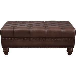 Alton Bay Leather Ottoman - Caramel