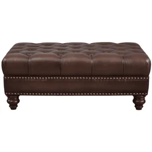 Alton Bay Leather Ottoman - Caramel