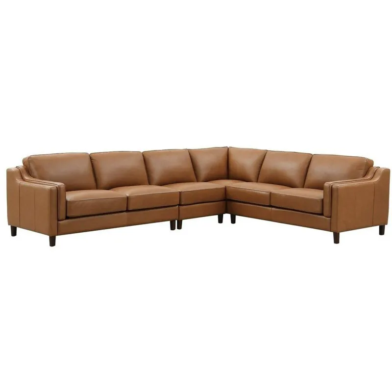 Bella Leather L-Shape Sectional - Cognac
