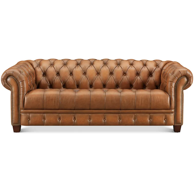 York Leather Sofa - Saddle
