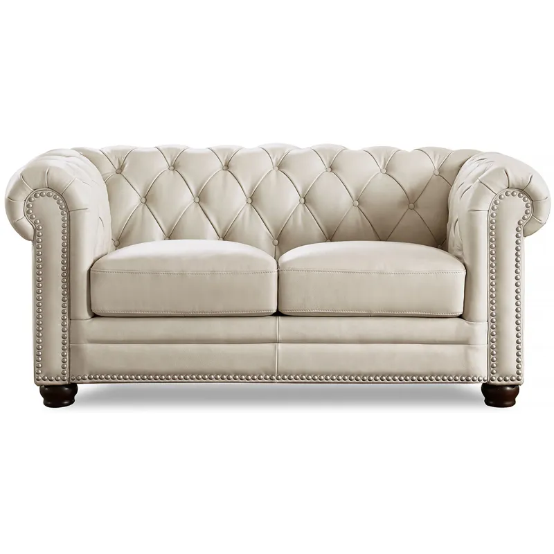 Aliso Leather Loveseat - Vanilla