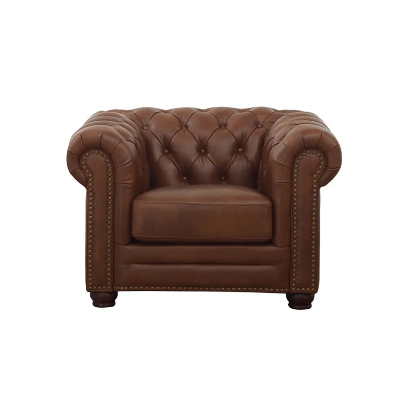 Aliso Leather Chair - Pecan Brown