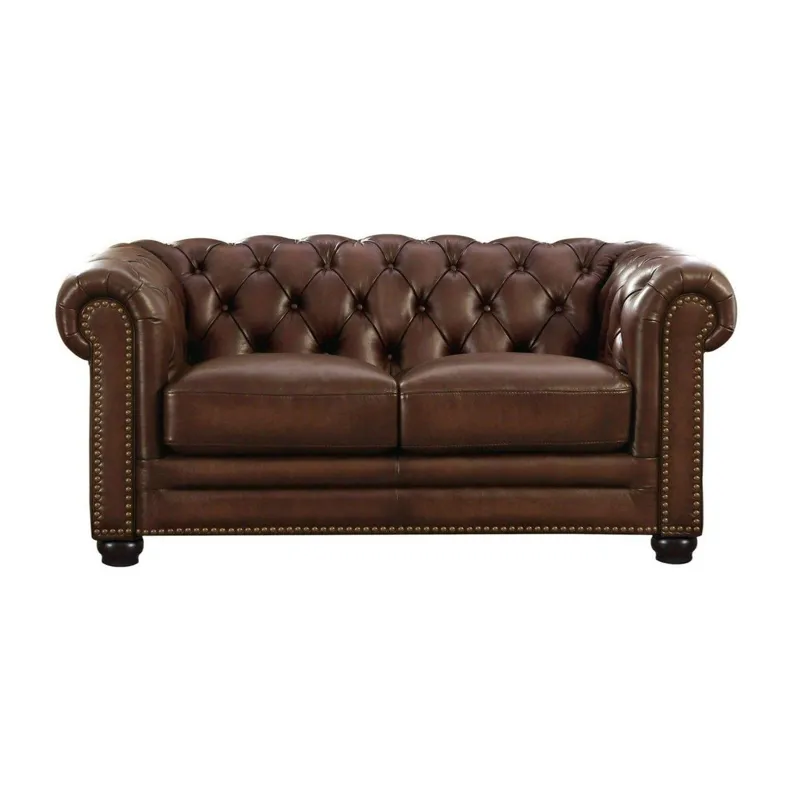 Aliso Leather Loveseat - Caramel