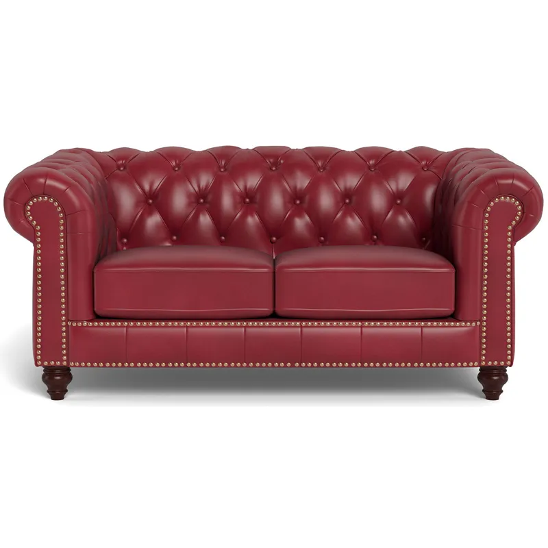 Alton Bay Leather Loveseat - Cranberry
