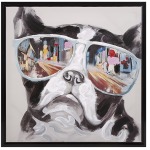 City Shades Dog Framed Canvas