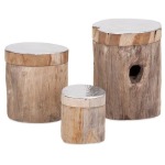 Abaco Teak and Aluminum Lidded Boxes - Set of 3