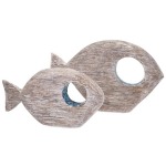 Akua Wood and Mosaic Fish - Set of 2