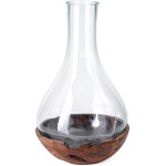 Abner Large Blown Glass and Teak Wood Vase