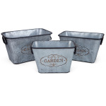 Marin Galvanized Rectangular Planters - Set of 3
