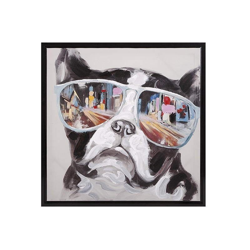 City Shades Dog Framed Canvas