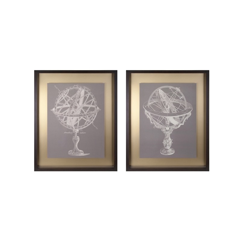 Beth Kushnick Armillary Framed Wall Art - Ast 2