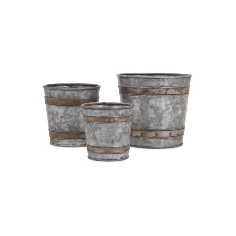 Becki Galvanized Pots - Set of 3