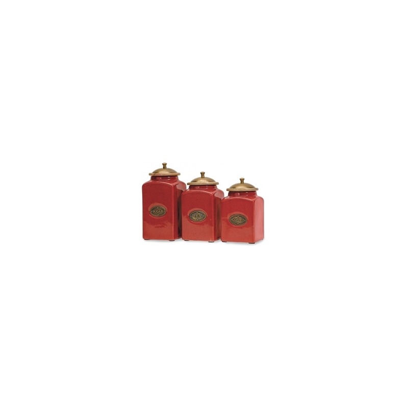 Red Ceramic Canisters Set Of 3 By Imax 5268 3 Missouri Furniture