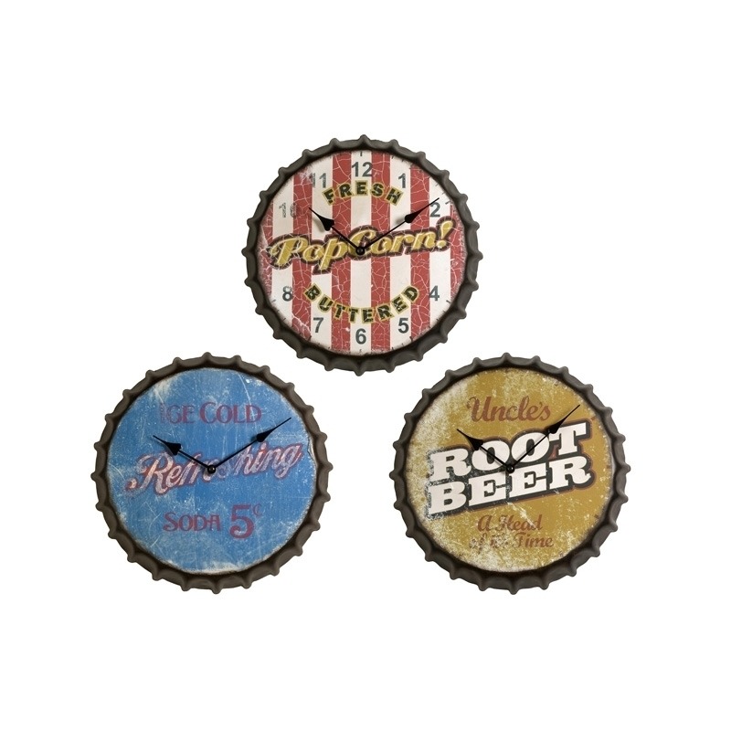 Vintage Bottle Cap Clocks - Set of 3