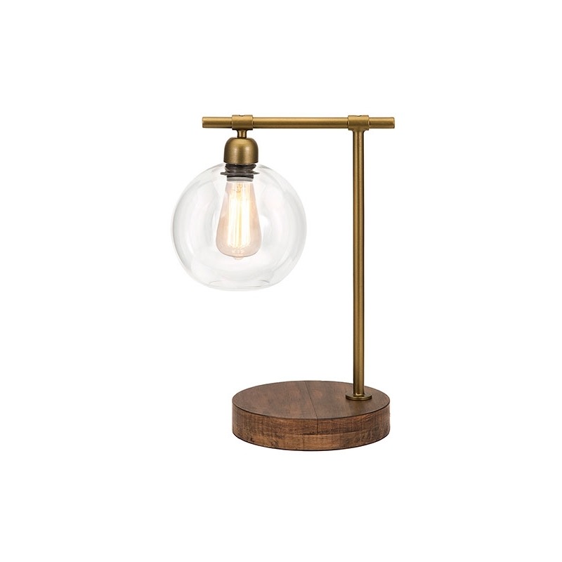 Amplitude Glass and Wood Table Lamp