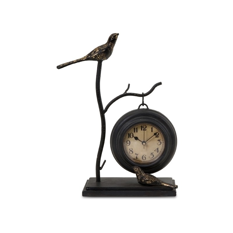 Bird and Branch with Hanging Clock
