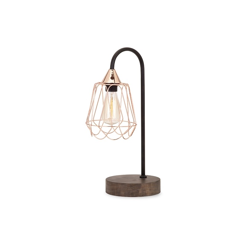 Tilton Copper and Wood Table Lamp