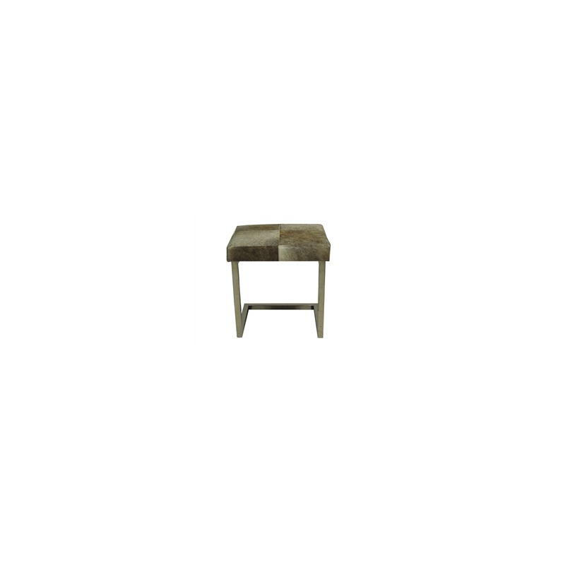 ALAMOS COWHIDE STEEL OTTOMAN GREY