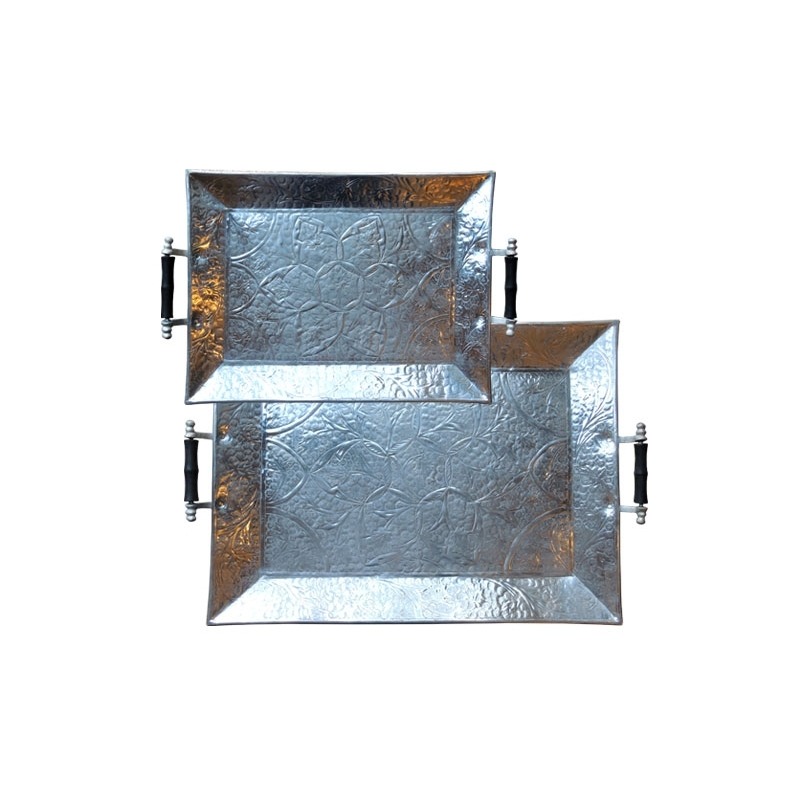 Aluminum Trays W/Handles Set-of-2