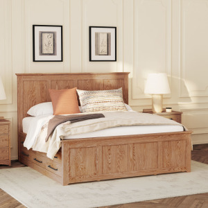 Oak Park King Captain's Bed w Drawers Taupe