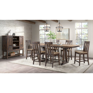 Transitions Dining 7 PC Trestle Counter Dining Set - Driftwood and Sable
