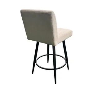 Metal Base Barstools Metal Base Barstool w-Parsons Seat Champagne Fabric
