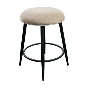 Metal Base Barstools Metal Base Barstool w-Backless Seat Champagne Fabric
