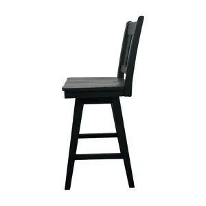 Wooden Barstools Wooden Barstool w-Slat Back Black