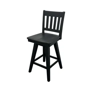 Wooden Barstools Wooden Barstool w-Slat Back Black