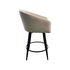 Metal Base Barstools Metal Base Barstool w-Barrel Seat Champagne Fabric