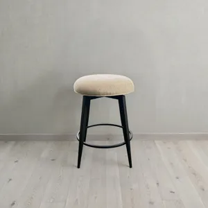 Metal Base Barstools Metal Base Barstool w-Backless Seat Champagne Fabric