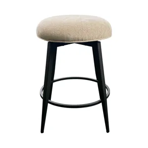 Metal Base Barstools Metal Base Barstool w-Backless Seat Champagne Fabric
