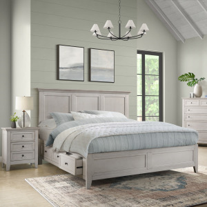San Mateo Queen Storage Bed - Rustic White