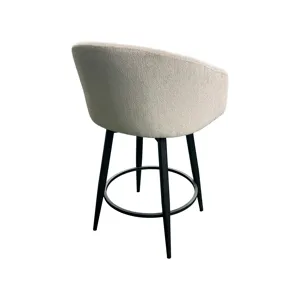 Metal Base Barstools Metal Base Barstool w-Barrel Seat Champagne Fabric
