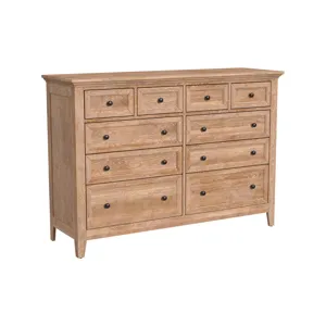 10 Drawer Dresser, Wheat Finish