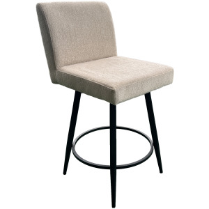 Metal Base Barstools Metal Base Barstool w-Parsons Seat Champagne Fabric