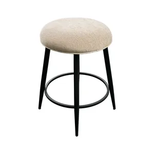Metal Base Barstools Metal Base Barstool w-Backless Seat Champagne Fabric