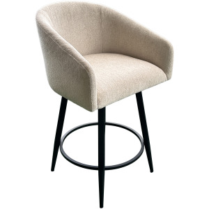 Metal Base Barstools Metal Base Barstool w-Barrel Seat Champagne Fabric