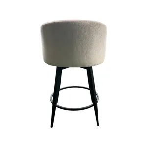 Metal Base Barstools Metal Base Barstool w-Barrel Seat Champagne Fabric