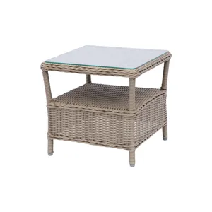 Dixie Outdoor Chairside Table w/Glass