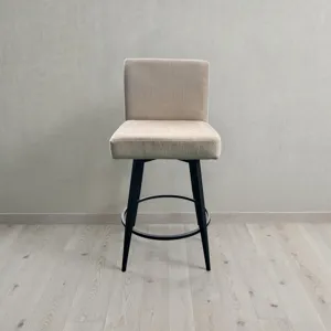 Metal Base Barstools Metal Base Barstool w-Parsons Seat Champagne Fabric