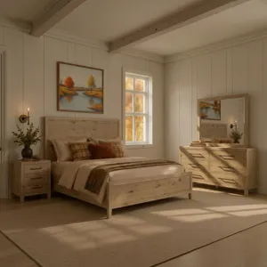 Norwich Queen Panel Bed Antique Oak