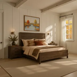 Norwich Queen Panel Bed Dark Rustic Oak